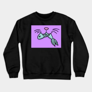 Cat Mouth With Fish (Purple) Crewneck Sweatshirt